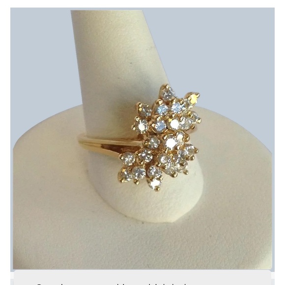 Sweetheart Gift!! Diamond Cocktail Ring 1.12 Carat, 14K Yellow Gold, Size 7 - Picture 10 of 10